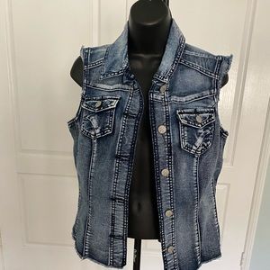 Distressed Denim Jean Vest